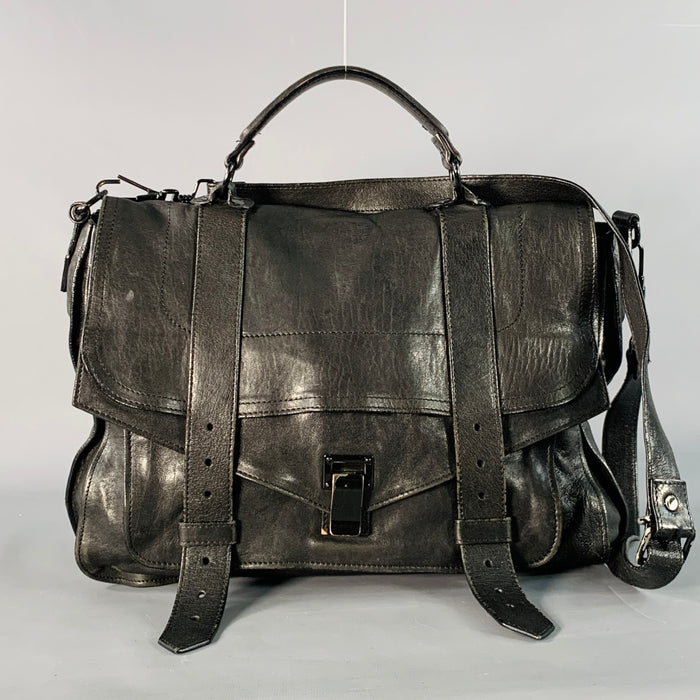 PROENZA SCHOULER PS1 Medium Black Leather Satchel Handbag