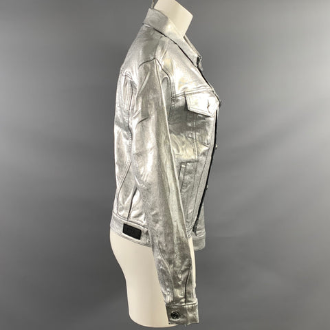 RtA Size S Silver Cotton Elastane Metallic Trucker Jacket