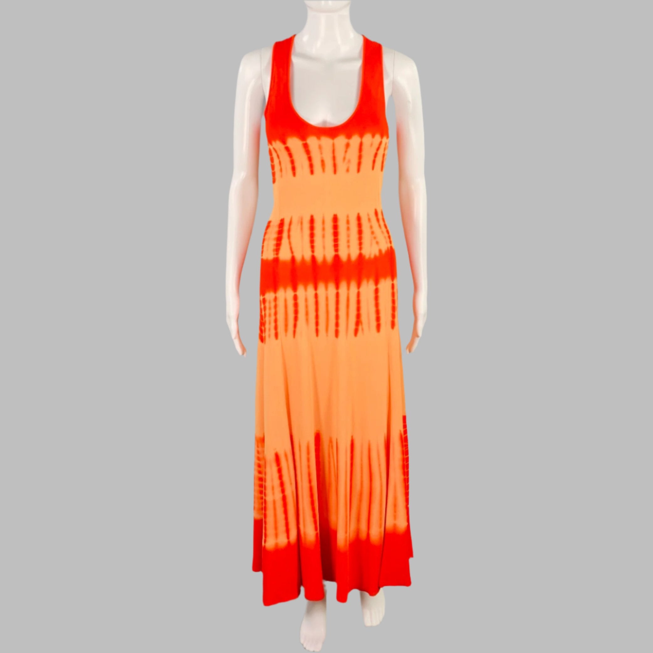 PROENZA SCHOULER Size S Orange Viscose Tie Dye Crossback Maxi Dress Sui Generis Designer Consignment PROENZA SCHOULER Size S Orange Viscose Tie Dye Crossback Maxi Dress Sui Generis Designer Consignment