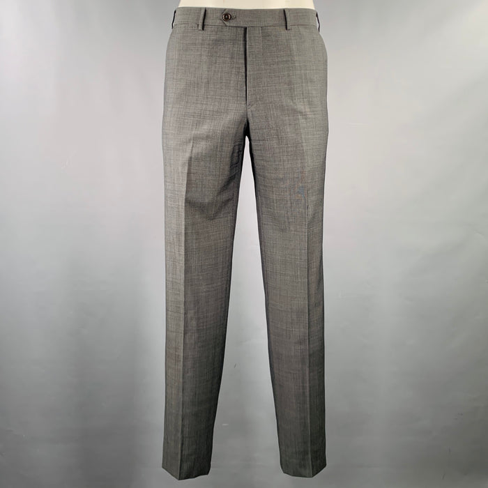 ARMANI COLLEZIONI Size 34 Black Grey Flat Front Dress Pants