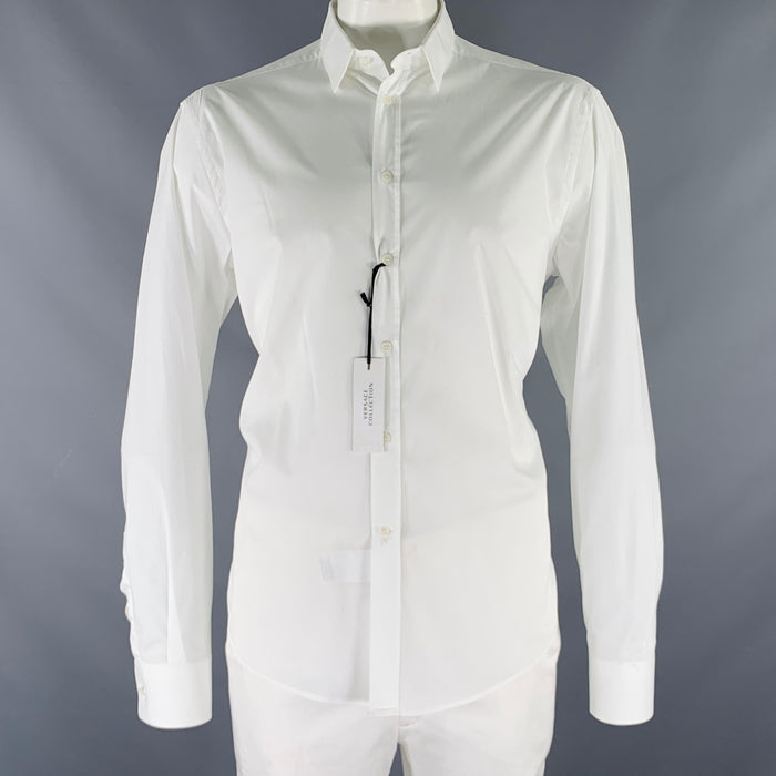 VERSACE COLLECTION Size XL White Cotton Blend Long Sleeve Shirt