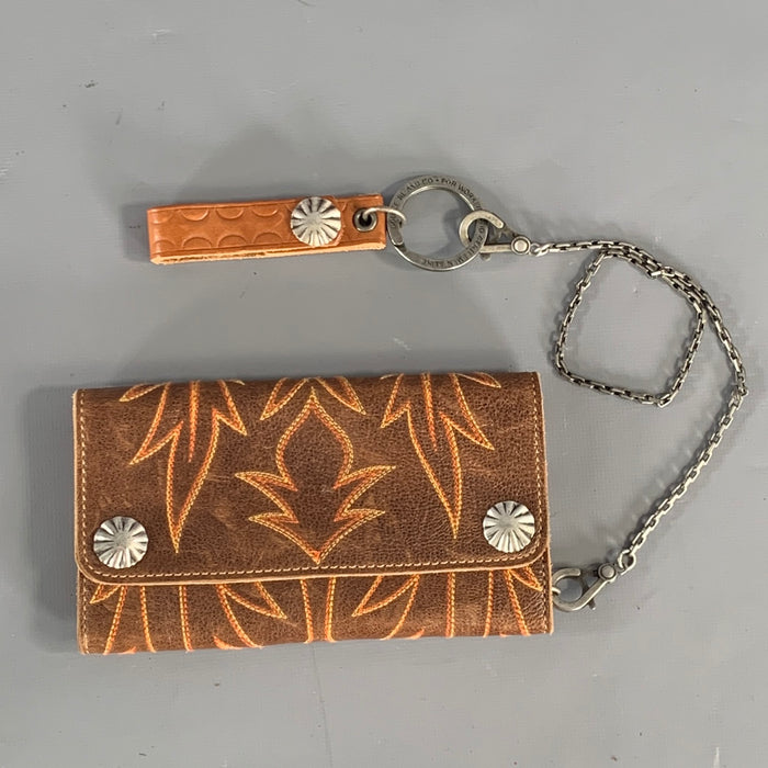 RRL by RALPH LAUREN Brown Contrast Stitch Leather Wallet