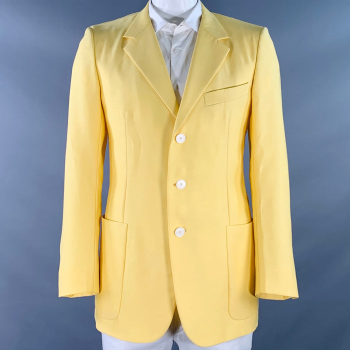 LANVIN Size 42 Yellow Wool Silk Notch Lapel Sport Coat
