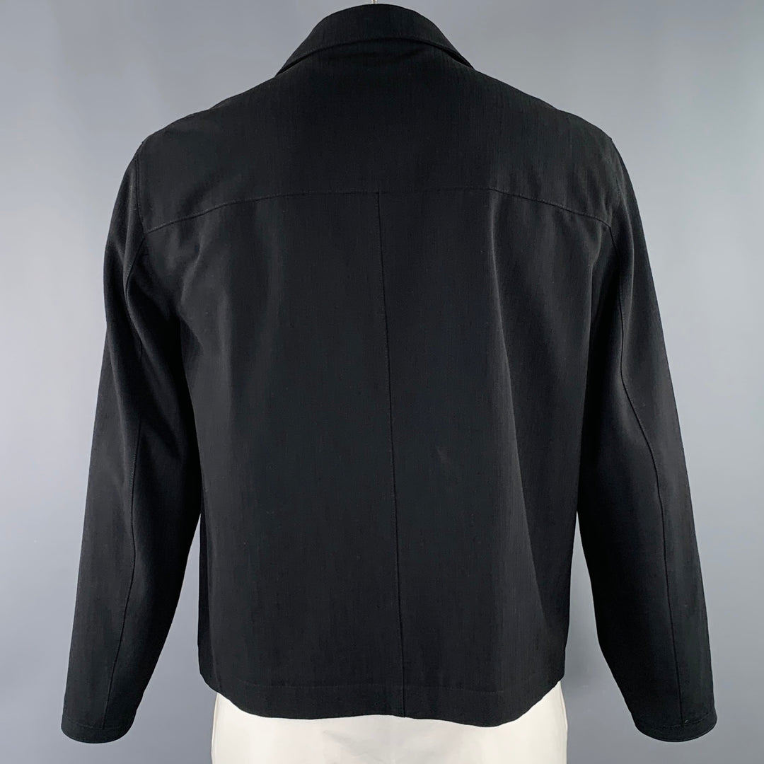 SANDRO Size L Black Viscose Blend Zip Up Jacket