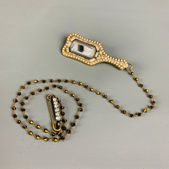 MARC JACOBS Gold Black Beaded Metallic Pearl Necklace