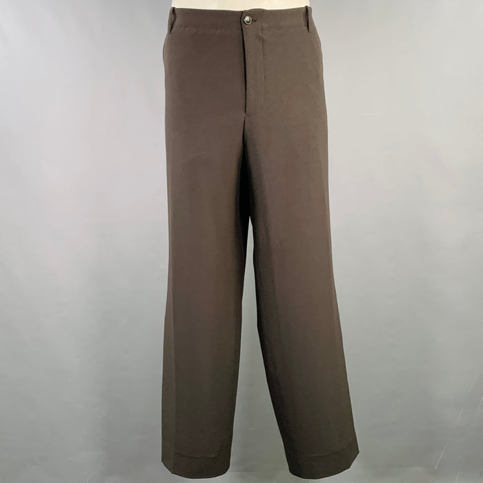 GIORGIO ARMANI Size 40 Grey Charcoal Polyester Flat Front Dress Pants