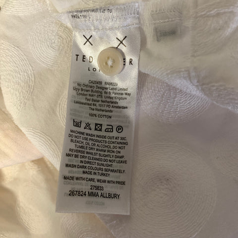 TED BAKER Size XXL White Circles Cotton Button Up Short Sleeve Shirt