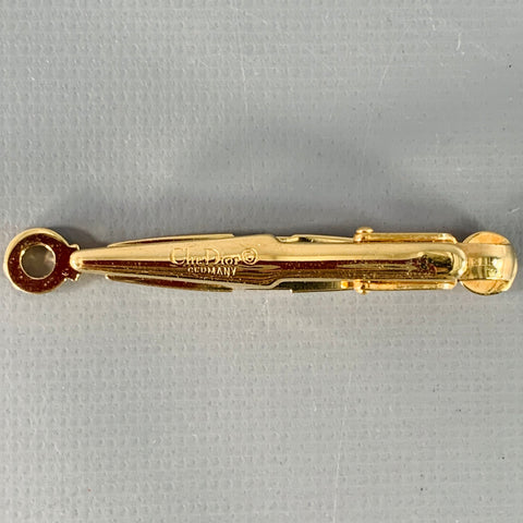 CHRISTIAN DIOR Vintage Gold Textured Metal Tie Clip