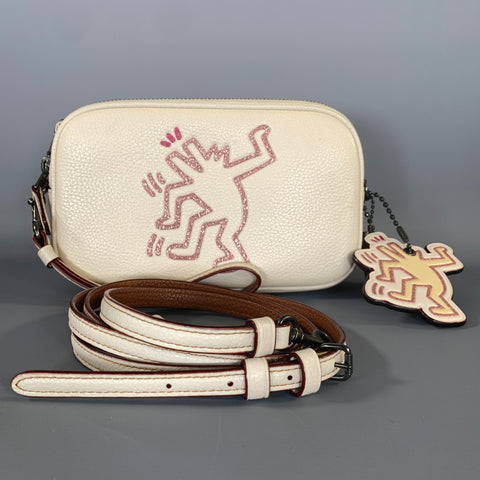 COACH SS2018 Tan Pink Glitter Leather Cross Body Bag