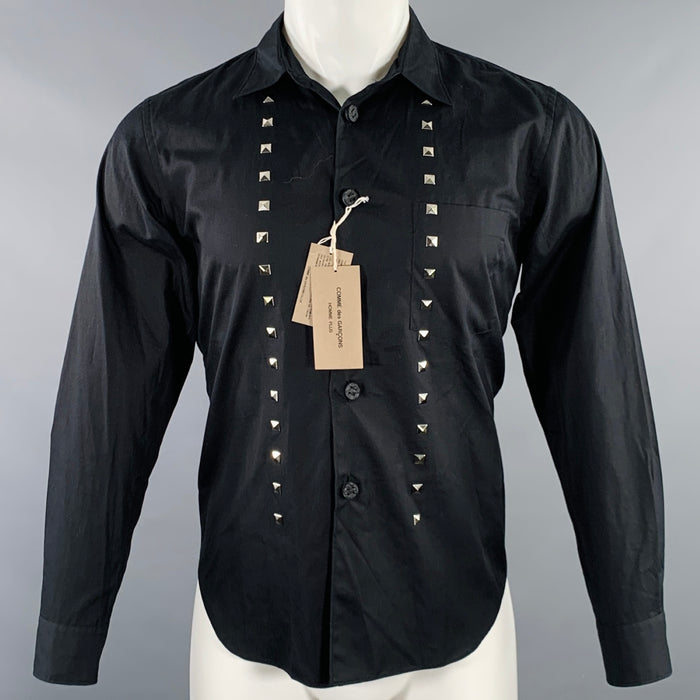 COMME des GARCONS HOMME PLUS Size XS Black Studded Cotton Long Sleeve Shirt