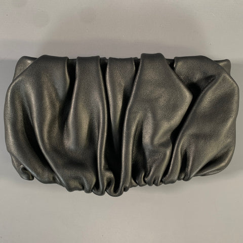 STAUD SS2020 Black Wrinkled Leather Pouch Bag