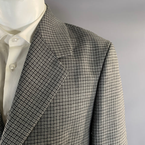 MSGM Chest Size 38 Grey Black Window Pane Wool Notch Lapel Sport Coat