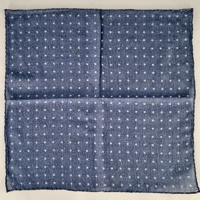 BRUNELLO CUCINELLI Navy White Polka Dot Pocket Square
