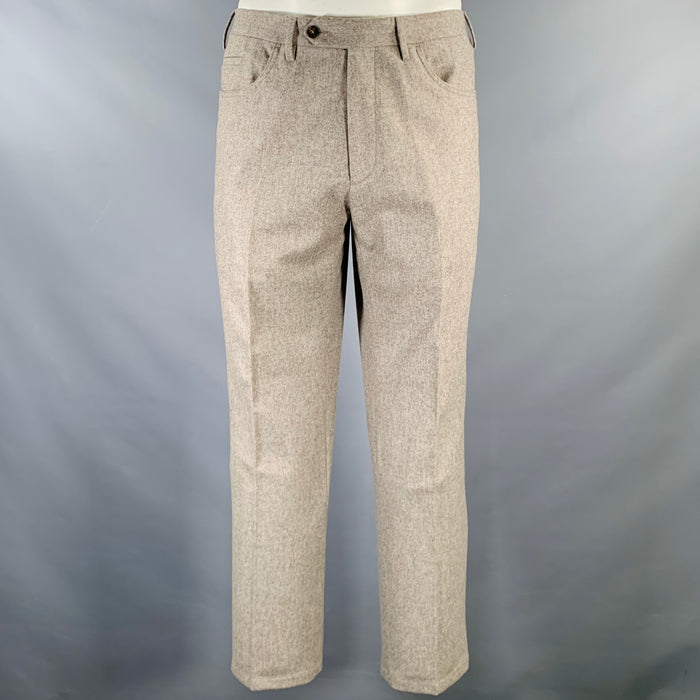 ISAIA Size 36 Oatmeal Wool Zip Fly Dress Pants