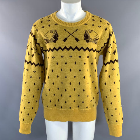VISVIM FW2017 Size L Yellow Brown Knitted Wool Crew Neck Sweater