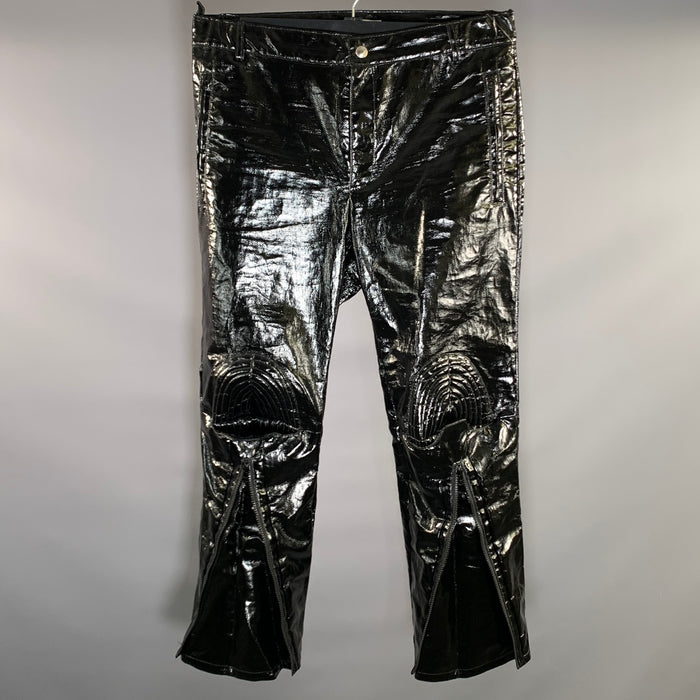 WALTER VAN BEIRENDONCK Size 36 Black Linen Blend Moto Casual Pants