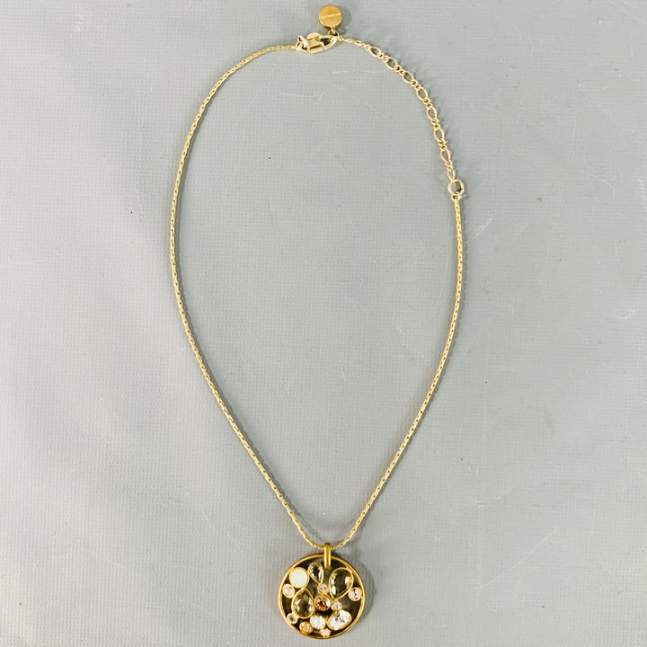 GIVENCHY Vintage Gold Chain Link Rhinestones Pendant Necklace