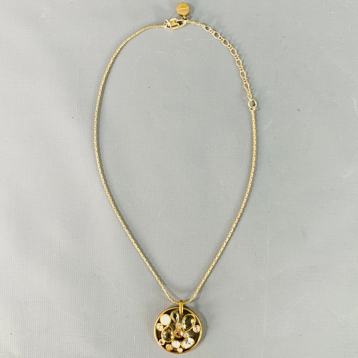 GIVENCHY Vintage Gold Chain Link Rhinestones Pendant Necklace