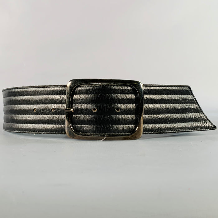 YVES SAINT LAURENT Size M Black Quilted Leather Belt