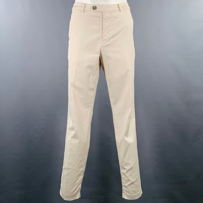 BRUNELLO CUCINELLI Size 36 Beige Stone Cotton Blend Flat Front Casual Pants