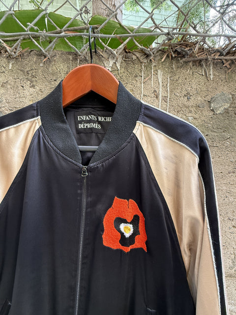 ENFANTS RICHES DEPRIMES ERD FW2016 Size M Black Gold Silk Zip Up Jacket
