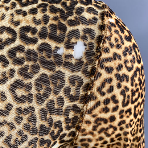JEAN PAUL GAULTIER Size L Brown Black Leopard Print Polyamide Mesh Pullover