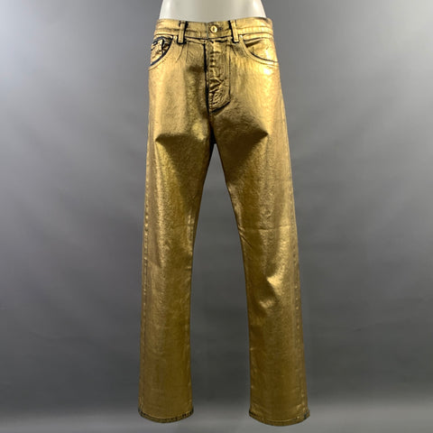 TOM FORD Size 30 Gold Cotton Blend Metallic Zip Fly Jeans