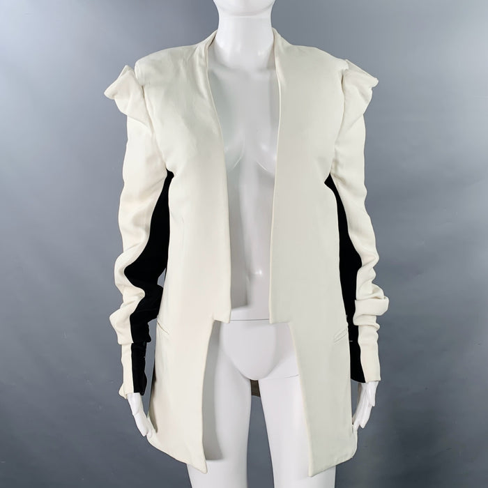 GARETH PUGH SS09 Size M White Black Two Tone Open Front Coat
