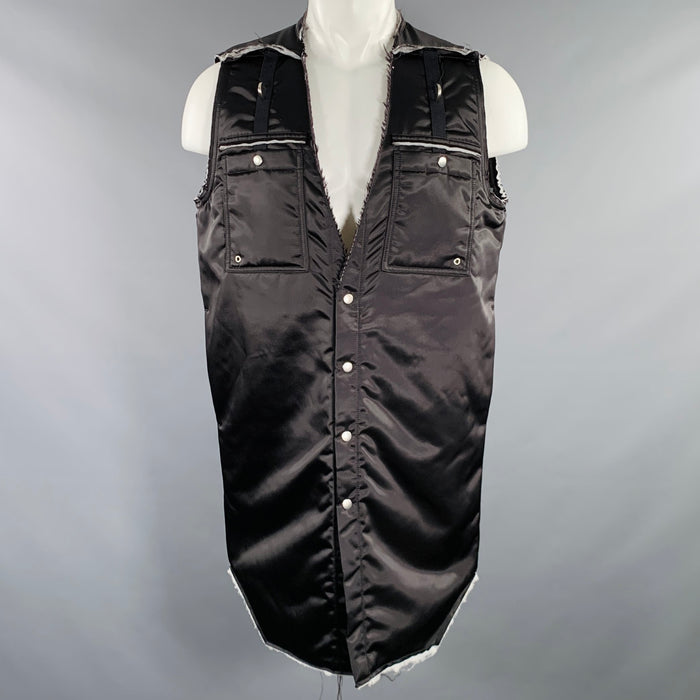 RICK OWENS FW21 Size 38 Gethsemane Black Cotton Oversized Raw Edge Vest
