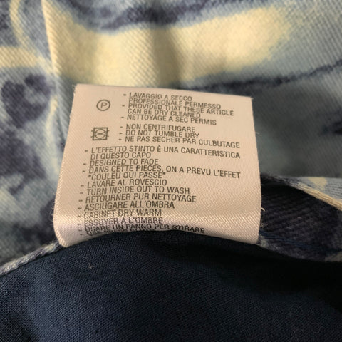 GUCCI Size 34 Blue Abstract Cotton Wide Leg Casual Pants