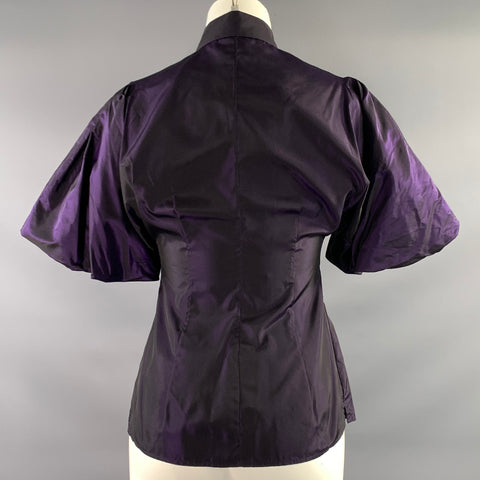 RALPH LAUREN Size 4 Purple Silk Button Up Blouse