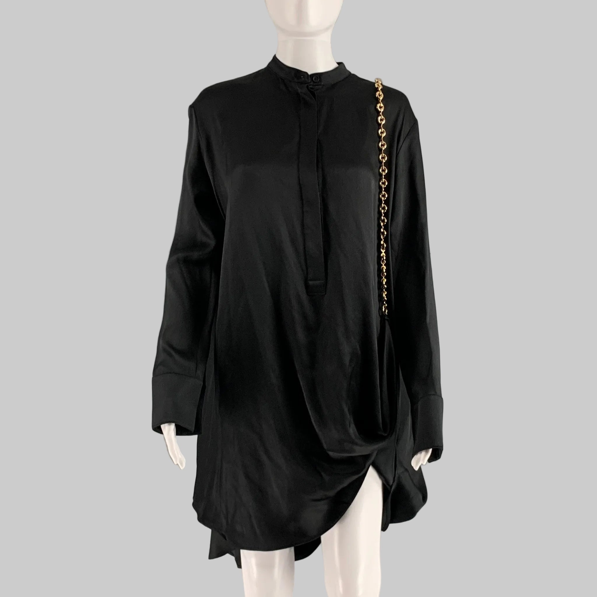 black oversized shirt dress LOEWE Size 0 Black Gold Silk Chain Shirt Dress – Sui Generis Designer Consignment