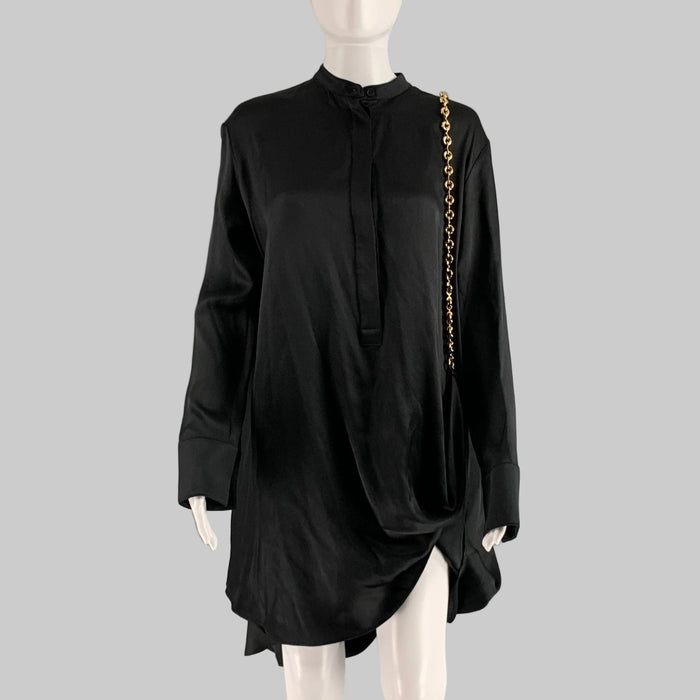 LOEWE Size 0 Black Gold Silk Chain Shirt Dress