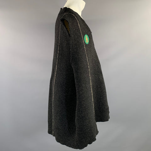 RAF SIMONS F/W2016 Size One Size Grey Charcoal Patches Wool Oversized Vest