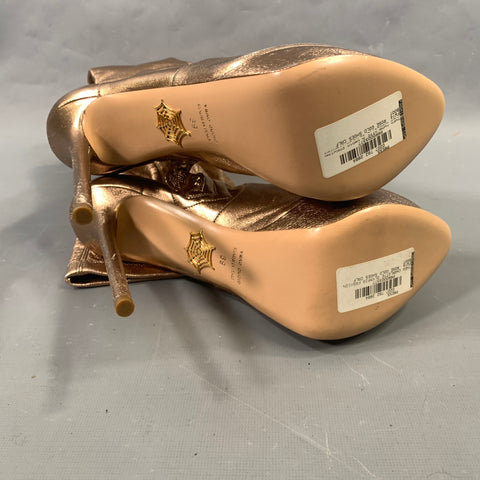 CHARLOTTE OLYMPIA Size 9 Gold Rose gold Leather Pull On Boots