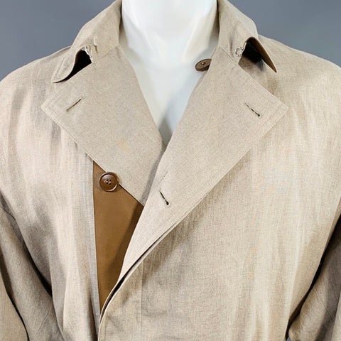 DIOR HOMME SS12 Size 34 Beige Linen Hidden Buttons Trenchcoat