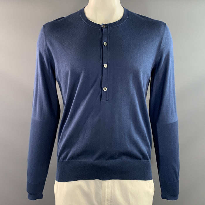 TOM FORD Size XL Navy Knitted Silk Hanley Pullover