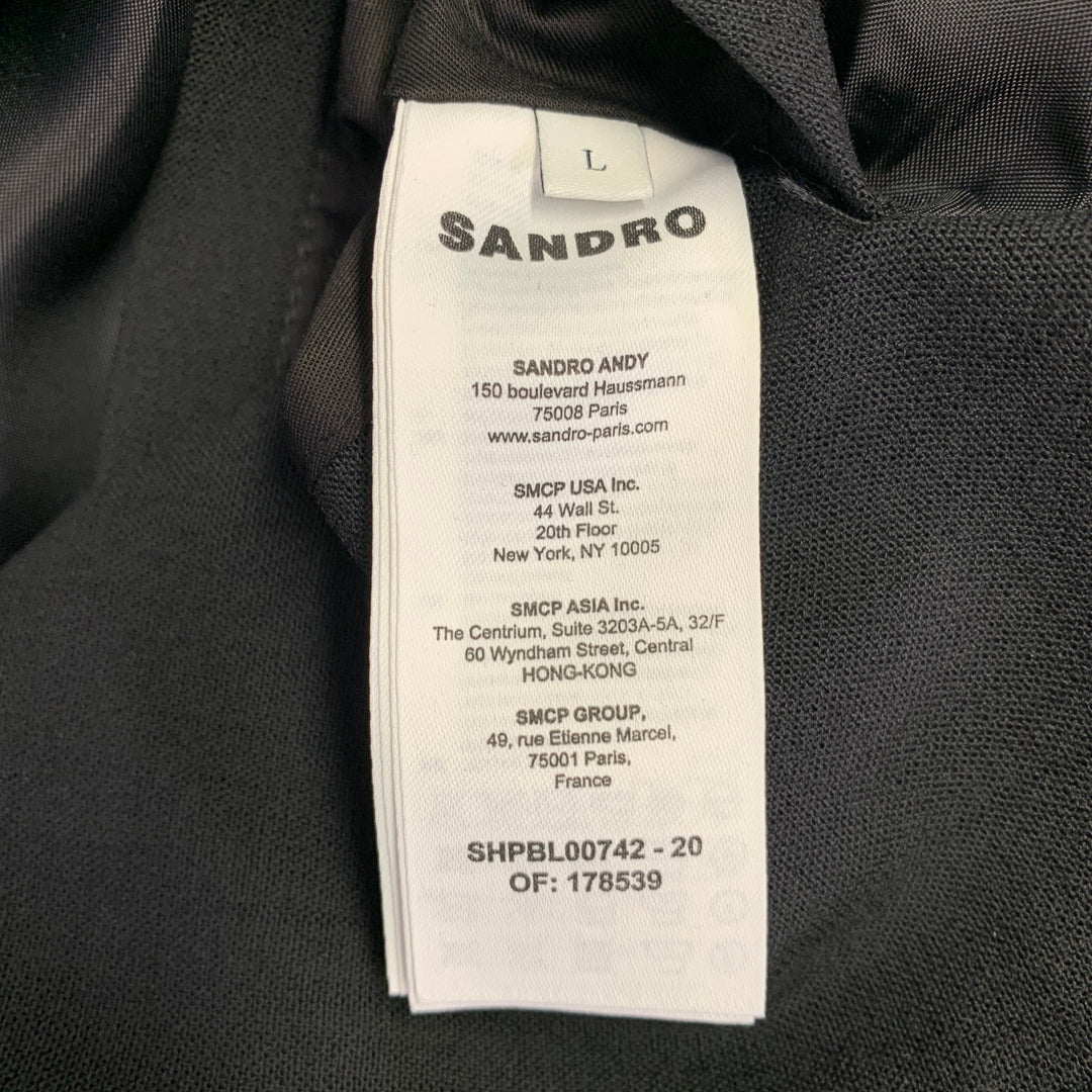 SANDRO Size L Black Viscose Blend Zip Up Jacket