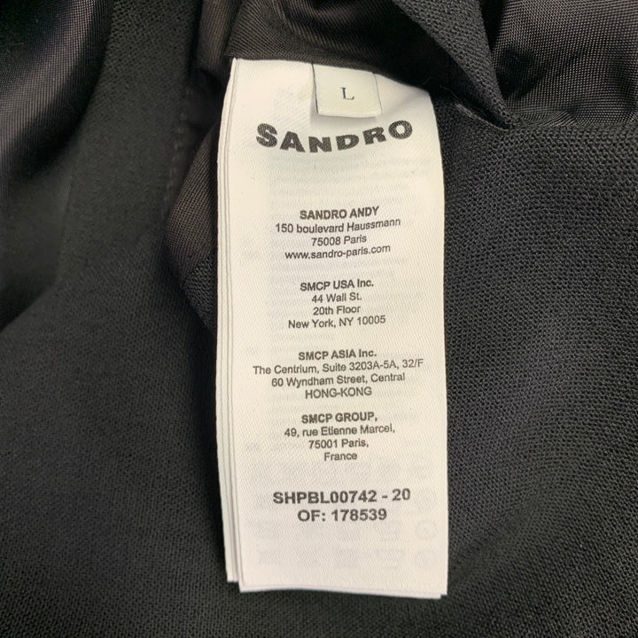 SANDRO Size L Black Viscose Blend Zip Up Jacket