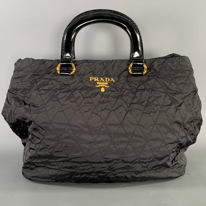 PRADA Black Quilted Nylon Handbag & Leather Goods