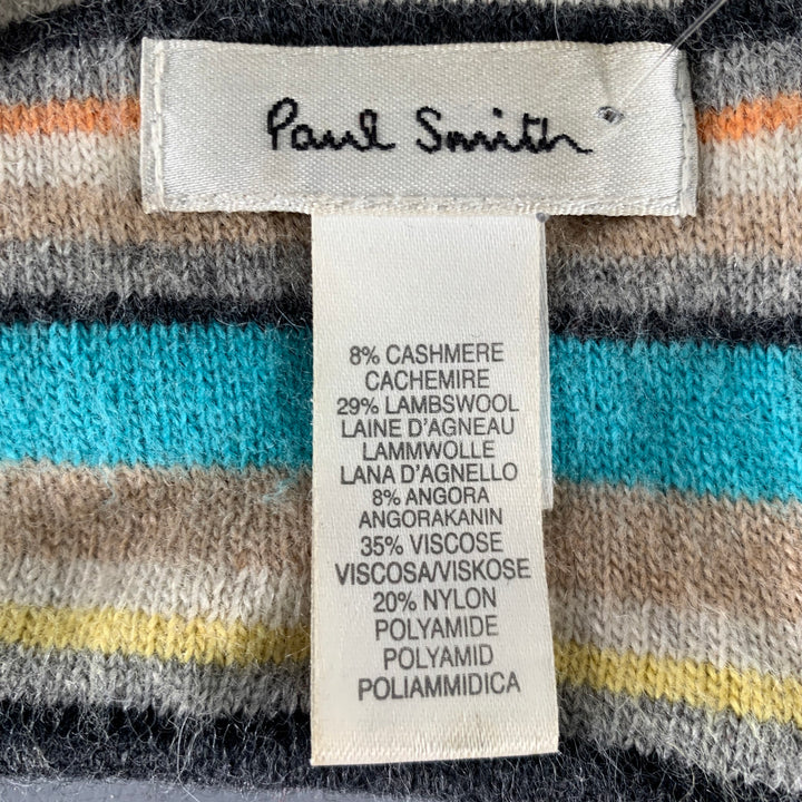 PAUL SMITH Multi Color Stripe Cashmere Blend Knit Scarf