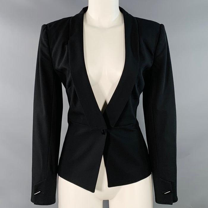 GIORGIO ARMANI Size 8 Black Virgin Wool Shawl Collar Jacket Blazer