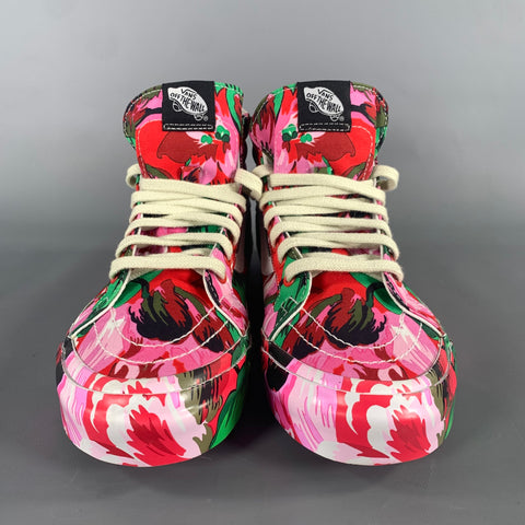 KENZO Size 9 Pink White & Green Floral Canvas High Top Sneakers