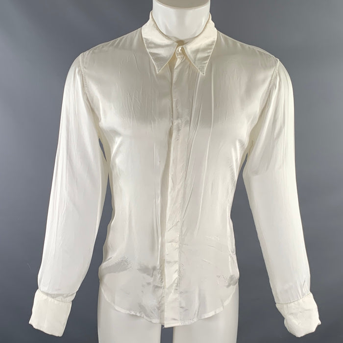 DRIES VAN NOTEN Size S White Viscose Blend French Cuff Long Sleeve Shirt