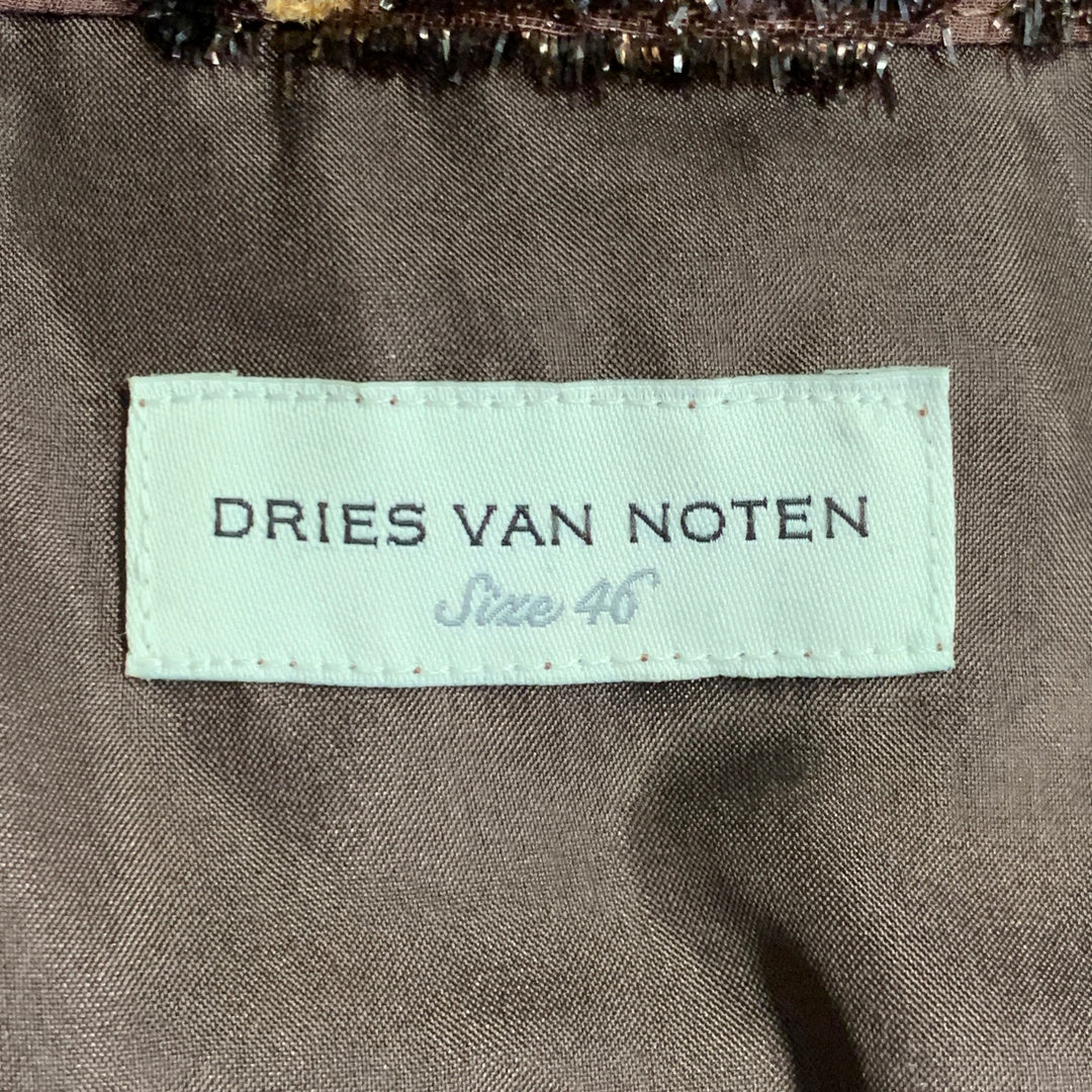 DRIES VAN NOTEN Size 36 Brown Tan Floral Viscose Silk Blend Velour Tank Top