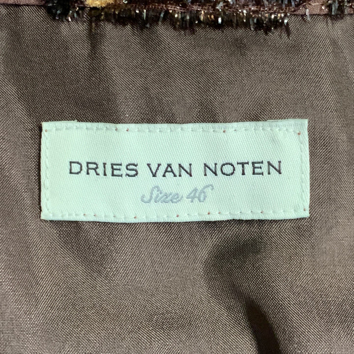 DRIES VAN NOTEN Size 36 Brown Tan Floral Viscose Silk Blend Velour Tank Top