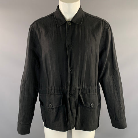OUR LEGACY Size M Black Linen Cotton & Silk Button Up Long Sleeve Shirt
