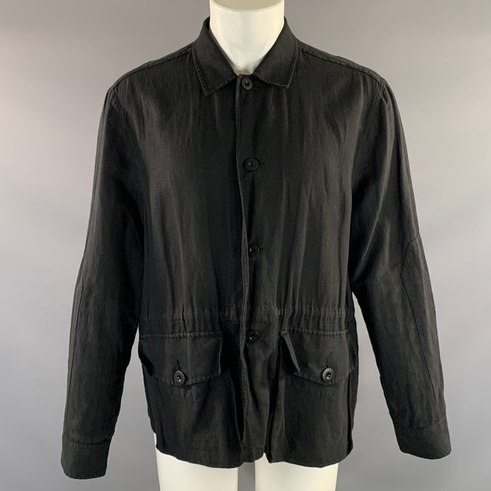 OUR LEGACY Size M Black Linen Cotton & Silk Button Up Long Sleeve Shirt
