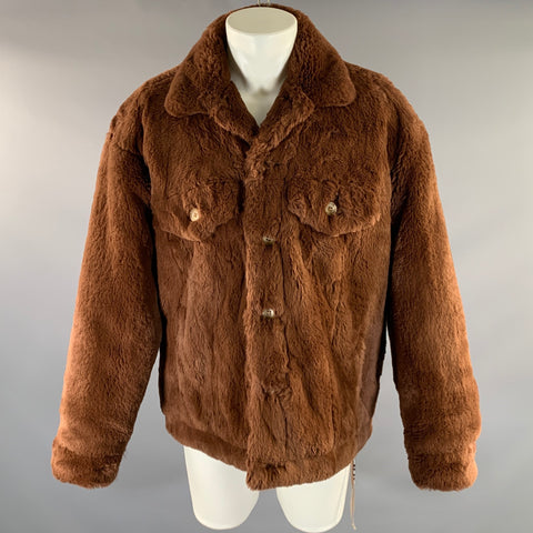 MASTERMIND JAPAN Size S Brown Textured Polyester Trucker Jacket