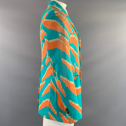 VIVIENNE WESTWOOD Chest Size 46 Green Orange & Khaki Cotton Sport Coat